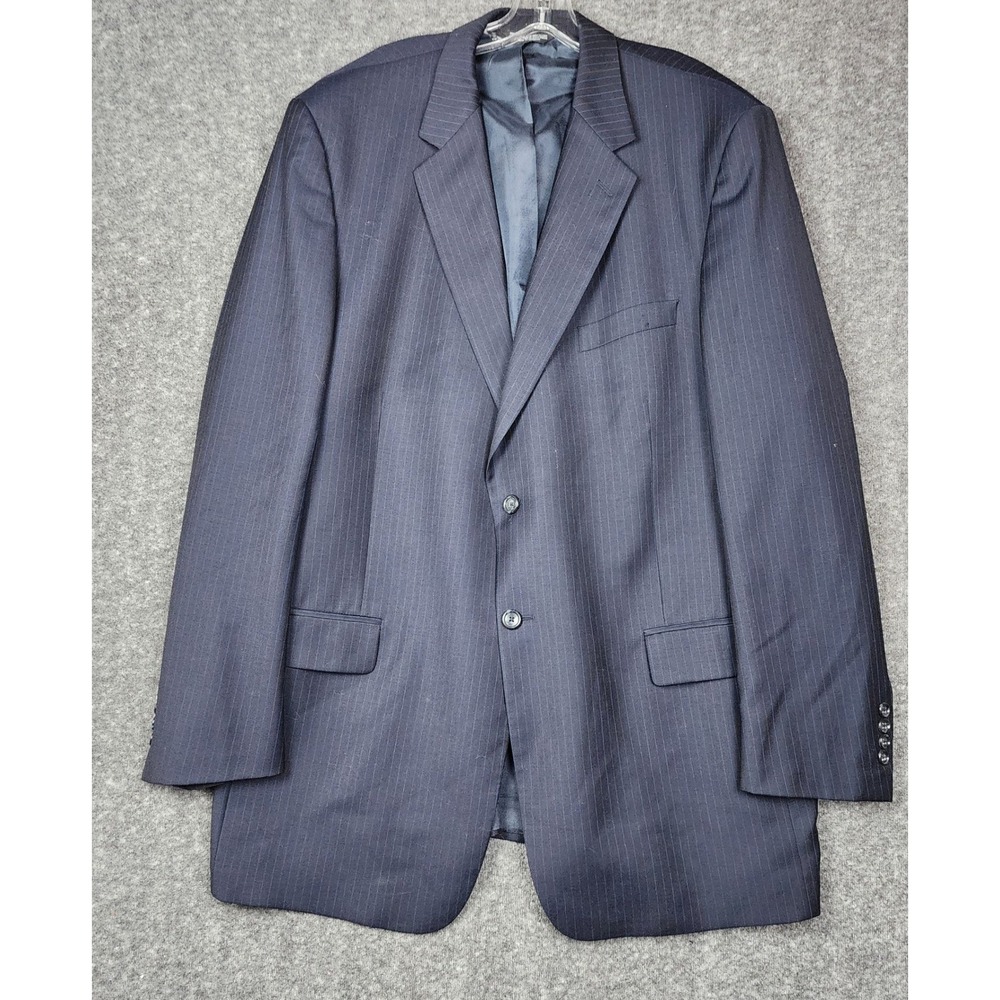 Evan Picone Suit Jacket Mens 48XL Navy Blue Pinstripe‎ 2-Button Blazer Tall